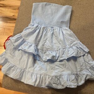 Altar’s State Light Blue Strapless Ruffle Dress. Worn once
